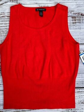 INC International Concepts Bright Red Ribbed Scoop Neck Tank